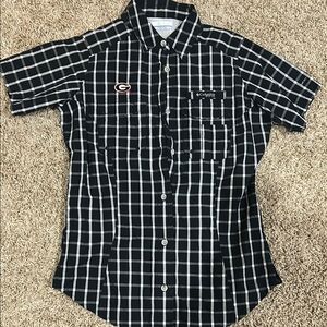 Columbia Black and White Casual Button Down Shirt